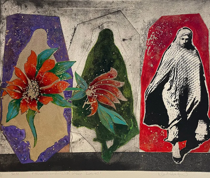 Hagigat Three Women with Green Leaves